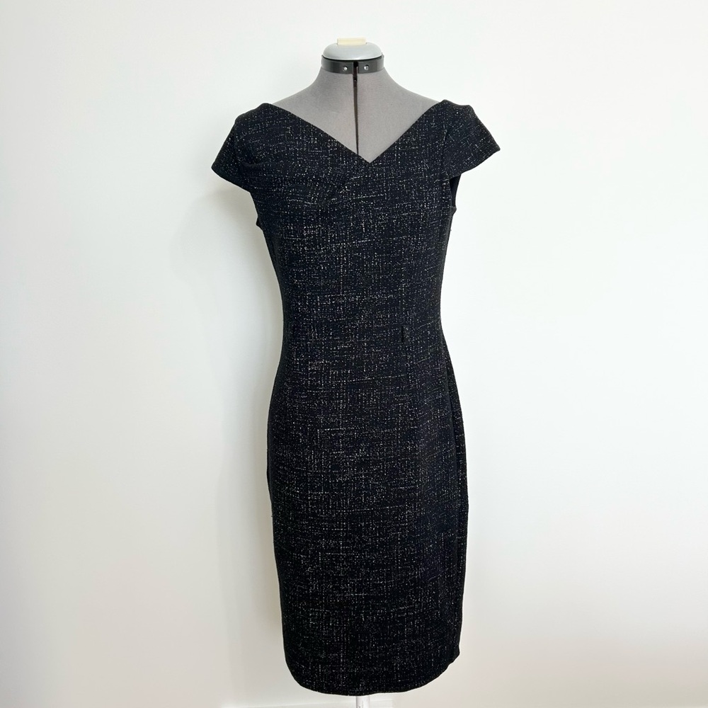 Le Chateau Asymmetrical Neckline Elegant Black Dress - Picture 13 of 14